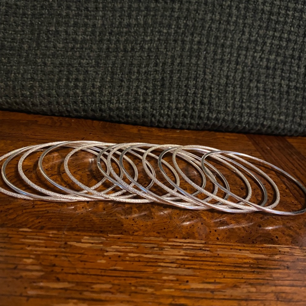 Silver Bangle Bracelet Set - Picture 2 of 5